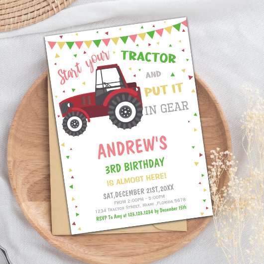 Birthday-uitvindingen van Red Tractor Kaart
