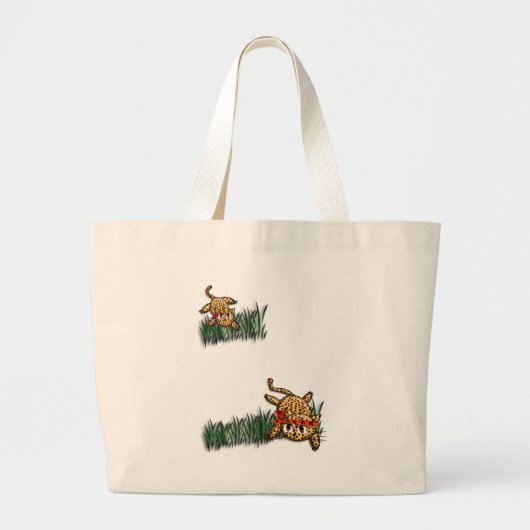 Birthday - uitvindingen van Ultra Cute Leopard Saf Grote Tote Bag (Voorkant)