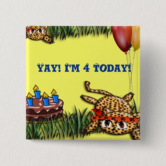 Birthday - uitvindingen van Ultra Cute Leopard Saf Vierkante Button 5,1 Cm (Voorkant)