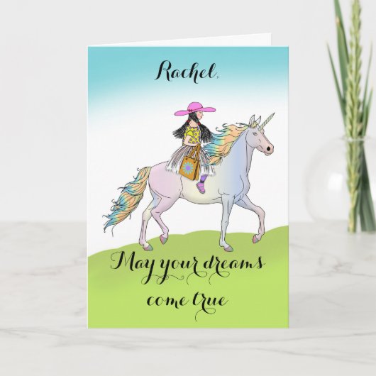 Birthday Unicorn Adventure voor meisjeskaart Kaart (Voorkant)