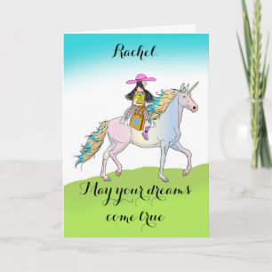 Birthday Unicorn Adventure voor meisjeskaart Kaart