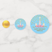 Birthday Unicorn & Gold Confetti op roze & blauw (Achterkanten)