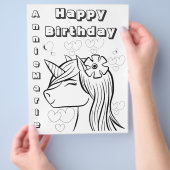 Birthday Unicorn - Papier voor gepersonaliseerde k Flyer (Hand)