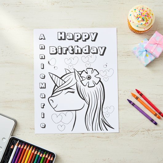 Birthday Unicorn - Papier voor gepersonaliseerde k Flyer