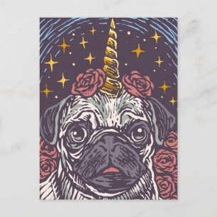 Birthday Unicorn Pug Briefkaart