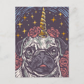 Birthday Unicorn Pug Briefkaart (Voorkant)