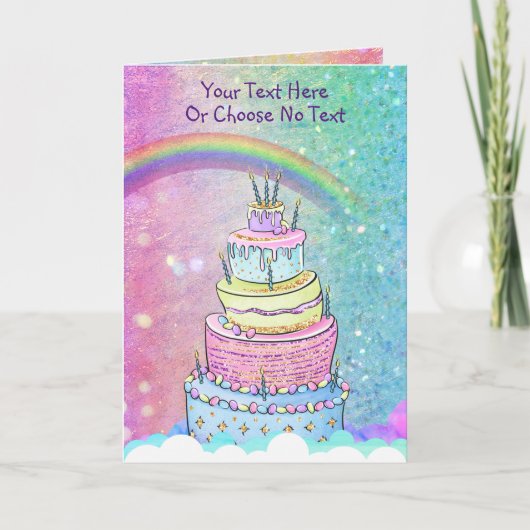Birthday Unicorn Rainbow Paars Pink Glitter Ombre Kaart (Voorkant)