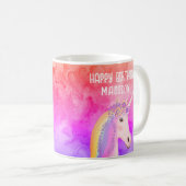 Birthday Unicorn Rainbow Waterverf op persoonlijke Koffiemok (Voorkant rechts)