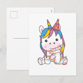 Birthday Unicorn voor kinderen Een feestdag post Feestdagenkaart (Voorkant / Achterkant)