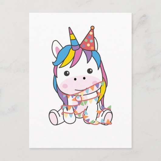 Birthday Unicorn voor kinderen Een feestdag post Feestdagenkaart (Voorkant)