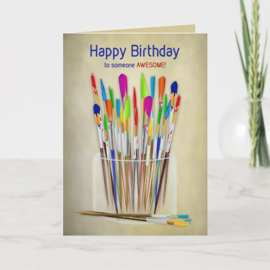Birthday Unieke Creative Person Artist Brushes Kaart (Voorkant)