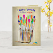 Birthday Unieke Creative Person Artist Brushes Kaart (Gele Bloem)