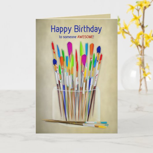 Birthday Unieke Creative Person Artist Brushes Kaart (Gele Bloem)