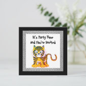 BIRTHDAY VAN DE GEEL VAN DE TIGER ZWARTE REPTILE P KAART (Staand voorkant)