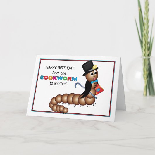 Birthday van één boekworm aan een andere kaart (Voorkant)