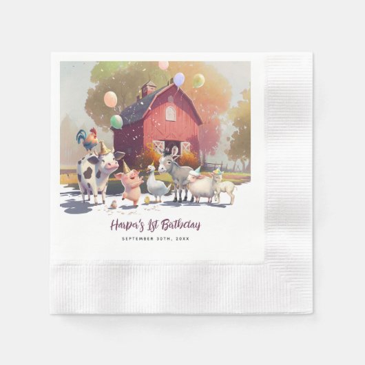 Birthday-veeartsenijdieren Servet (Voorkant)