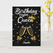 Birthday Vegan Queen (met jouw naam) Kaart (Gele Bloem)