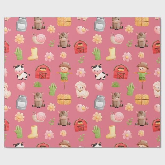 Birthday-verpakkingspapier voor landbouwhuisdieren cadeaupapier (Vlak)