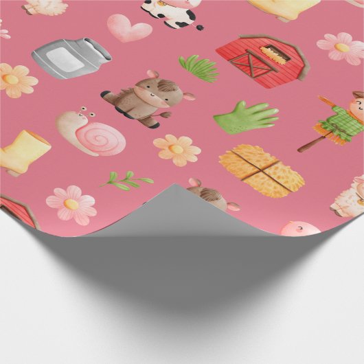 Birthday-verpakkingspapier voor landbouwhuisdieren cadeaupapier (Hoek)