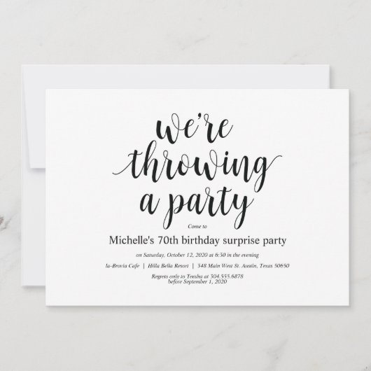 Birthday verrassing party uitnodigcards kaart (Voorkant)