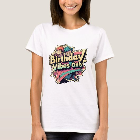 Birthday Vibes Only Anime Style T-shirt (Voorkant)