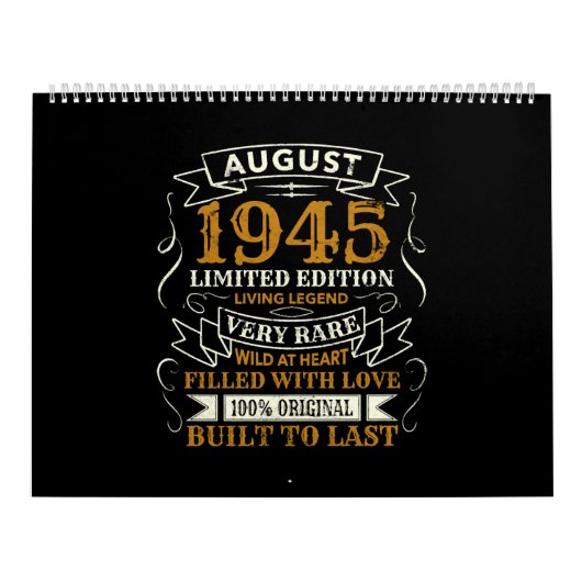 Birthday Vintage Born August 1945 Kalender (Hoes)