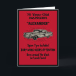 Birthday Vintage Car Creëer My own Funny Red Kaart<br><div class="desc">Maak die verjaardag speciaal met deze grappige kaart. De gebruikte humor is iets waar we allemaal mee te maken hebben. Pas de tekst van deze verjaardagskaart eenvoudig aan met behulp van de meegeleverde sjabloon.</div>