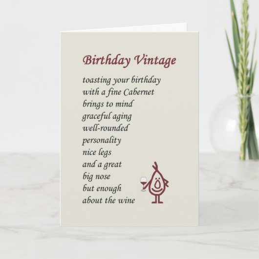 Birthday Vintage - een grappig verjaardagsgedicht Kaart (Voorkant)