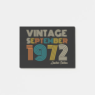 Birthday Vintage September 1972 Limited Edtn. Post-it® Notes