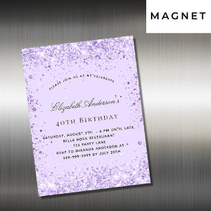 Birthday violet lavender glitter nodigmagnet