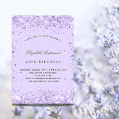 Birthday violet lavender glitter script elegant kaart