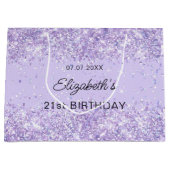 Birthday violet lavender sparkles groot cadeauzakje (Voorkant)