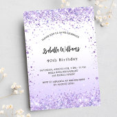 Birthday violet lavender sparkles uitnodiging briefkaart