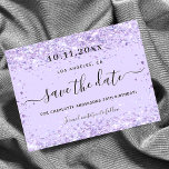 Birthday violet paars glitter save the date aankondigingskaart<br><div class="desc">Een meisje en trendy sparen de kaart van de Datum voor een 40e (of om het even welke leeftijd) verjaardagspartij. Een violet, lavender gekleurde achtergrond met faux glitter stof. Pas een datum en een naam/leeftijd aan en voeg deze toe 40 jaar. De tekst: Sparen de Datum wordt geschreven met een...</div>