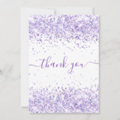 Birthday violet paarse glitter bedankt! kaart (Voorkant)