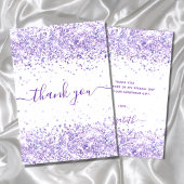 Birthday violet paarse glitter white Dankuwel Bedankkaart