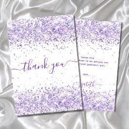 Birthday violet paarse glitter white Dankuwel Bedankkaart