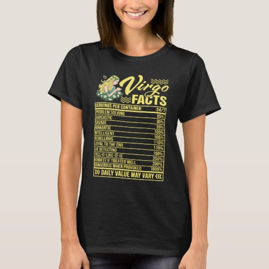 Birthday Virgo Facts T-Shirt (Voorkant)
