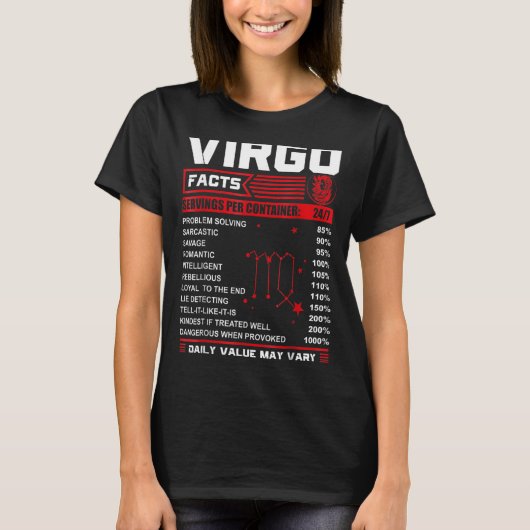 Birthday Virgo Facts T-shirt (Voorkant)