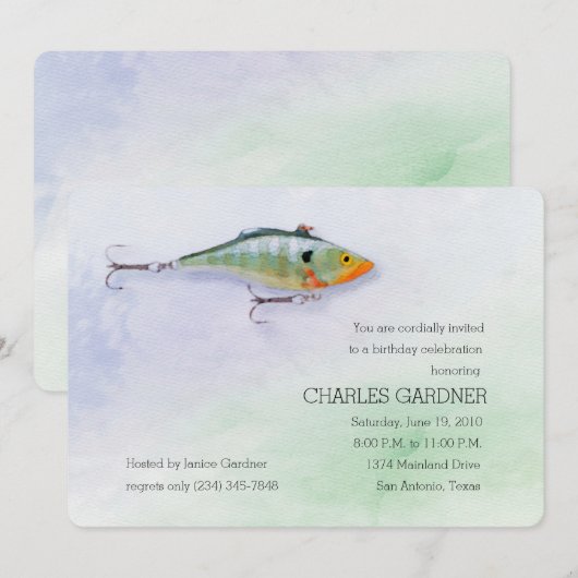 Birthday Vissen Theme Lure Kaart (Voorkant / Achterkant)