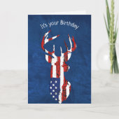 Birthday vlag Deer op blauw leder Kaart (Voorkant)