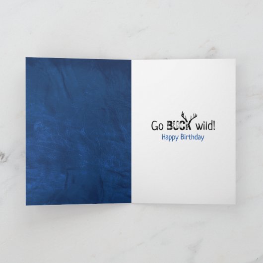 Birthday vlag Deer op blauw leder Kaart (Binnen)