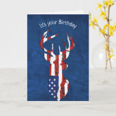 Birthday vlag Deer op blauw leder Kaart (Gele Bloem)