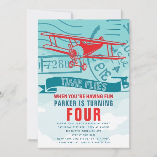 Birthday-vliegtuig Kaart (Voorkant)