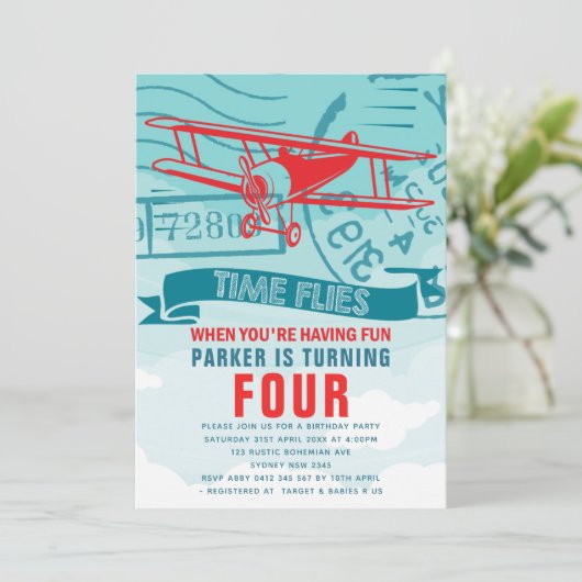 Birthday-vliegtuig Kaart (Staand voorkant)