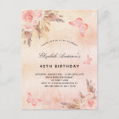Birthday vlinder pampas uitnodiging briefkaart (Voorkant)