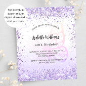 Birthday vlinder violet budget uitnodiging flyer
