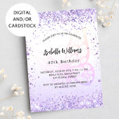 Birthday vlinder violet lavender script kaart