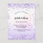 Birthday vlinder violet lavender script uitnodiging briefkaart (Voorkant)