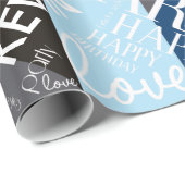 Birthday Voeg de Naam Blauwe ID274 van de Middelgr Cadeaupapier (Rol Hoek)